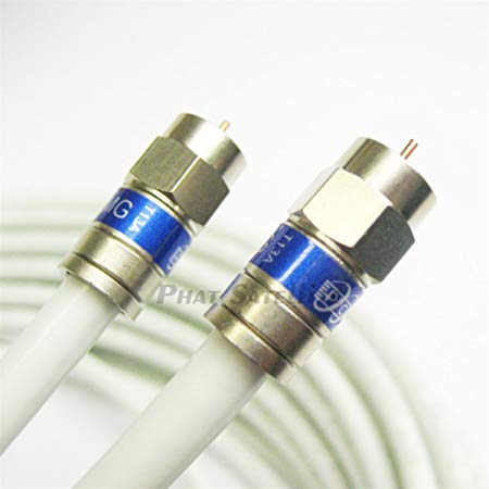 WHITE Coaxial RG6 Cable 20ft UL ETL CM CATV Fire retardant SATELLITE Audio Video Cable with WEATHER SEAL ANTI CORROSSIVE BRASS Connectors