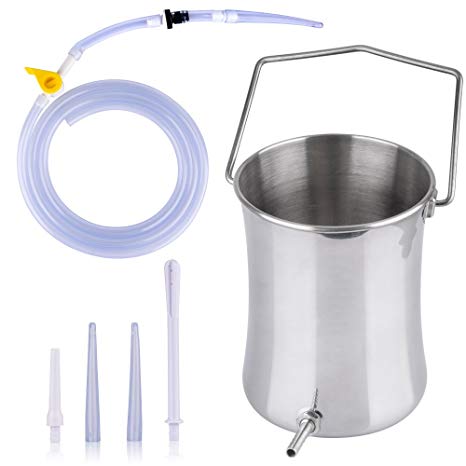 HailiCare Non-Toxic Stainless Steel Enema Bucket Kit - 2 Quart, Premium Stopcock Tap, 200cm Silicone Hose, 5 Nozzle Tips For Home, Coffee, Water Colon Cleansing Detox Enemas. Phthalates & BPA-Free