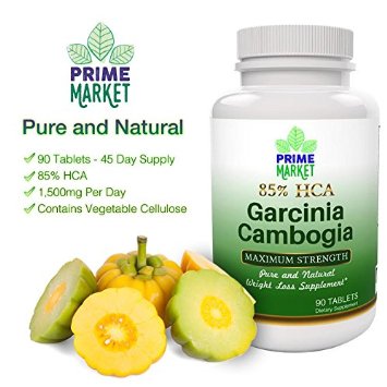 100 Pure HCA Garcinia Cambogia Extract 1500mg Maximum Potency Weight Loss Diet Pills and Effective Appetite Suppressant for Easy Fast Weight Loss Supplement for Women and Men - Backed by Prime Market