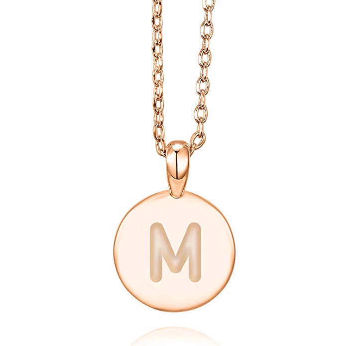 PAVOI 14K Rose Gold Plated Initial Alphabet Pendant Necklace Personalized Gifts for Women