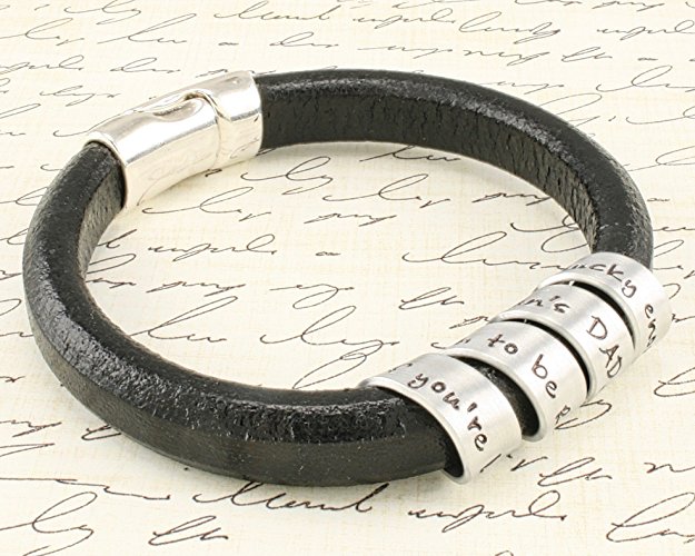 Men's SPIRAL Secret Message bracelet - CUSTOM MESSAGE Hand Stamped Leather Bracelet.