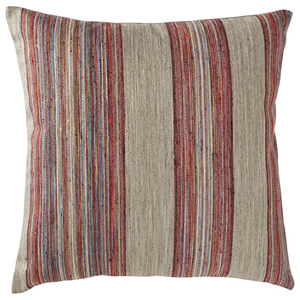 Rivet Bohemian Stripe Pillow, 17" x 17", Fuschia