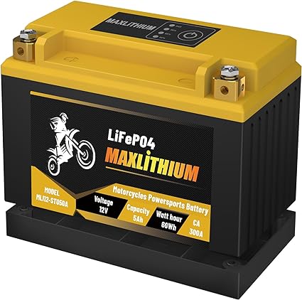 YT12A-BS/YTZ14S-BS 12V 5Ah 300CA LifePO4 Motorcycles Battery with Smart BMS, YTX7A-BS/YTX9-BS Lithium Battery Compatible with Street Bikes, Dirt bikes, ATV, Scooter, Snowmobile, Motocross, Motorboat
