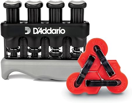 D'Addario Varigrip Finger Strengthener with Fiddilink - Finger Exerciser and Guitar Trainer with Simulated Strings for Callus Building - Strengthening and Coordination Tool for Guitar Players