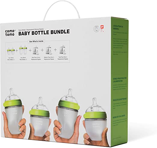 Comotomo Baby Bottle Bundle, Green