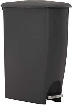 Rubbermaid Step On Lid Slim Trash Can for Home, Kitchen, and Laundry Room Garbage, 11.25 Gallon, Charcoal