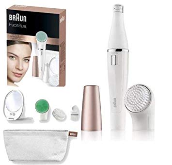 Braun Face Women's Miniature Epilator, Electric Hair Removal, with Extra Facial Cleansing Brushes and Beauty Pouch (851V)