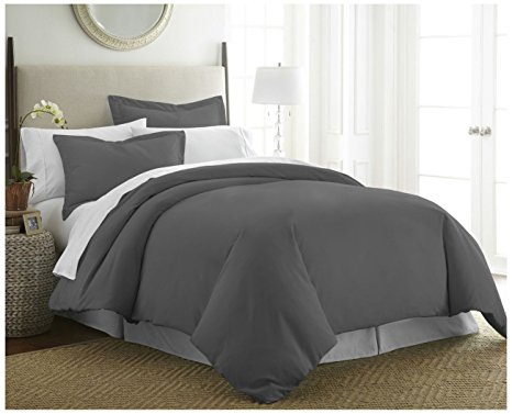 ienjoy Home 3 Piece Becky Cameron Double Brushed Microfiber Duvet Cover Set, California King, Gray
