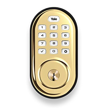 Yale Real Living Keyless Push Button Deadbolt in Polished Brass (Standalone) (YRD210-NR-605)