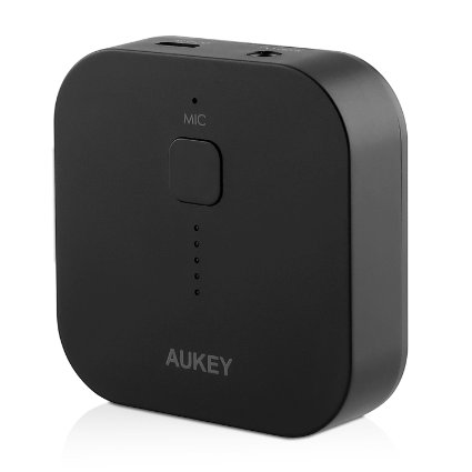 AUKEY Bluetooth Receiver, Portable Wireless Audio Music Adapter with Stereo Output, Hands-free Calling for iPhone, Samsung & more