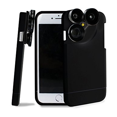 4 in 1 iPhone 7 Lens Case Camera Lens Kit Fish Eye Lens / Macro Lens / Wide Angle Lens / Telephoto Lens Black(Fits iphone 7-4.7 inch only)