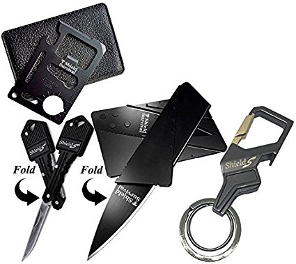 Gifts for Men Gadgets (Set of 4 Piece) Card Size Multitool, Key Knife, Credit Card Knife and Bottle Opener Keychain
