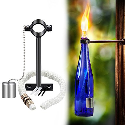 LANMU Wine Bottle Tiki Torch,Bottle Torch,DIY Home Decor Kit,Tiki Bar Lighting,Glass Bottle Light for Wine Bottles