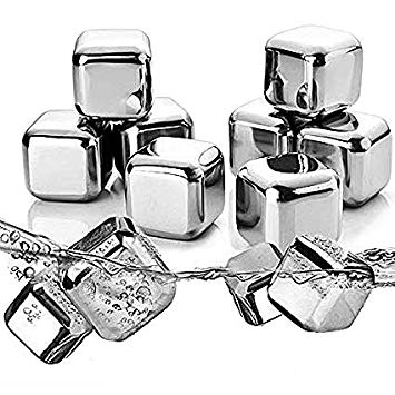 10 x Stainless Steel Whisky Stones | Ice Cube Chilling Stone Rocks, Reusable Ice Cubes for Whiskey, Wine & Gin & Tonic Drinks.