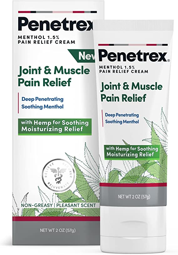 Penetrex Joint & Muscle Pain Relief Cream with Hemp – Non-Greasy, Moisturizing Hemp Cream with Deeply-Penetrating Menthol for Ache and Pain Relief, and Hemp & Arnica to Soothe, 2oz Squeezable Tube