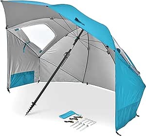 Sport-Brella Premiere UPF 50  Umbrella Shelter for Sun and Rain Protection (8-Foot), Aqua