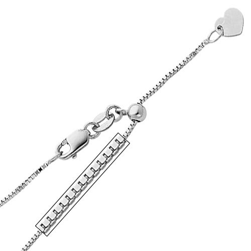 14k Yellow OR White Gold Solid 0.8mm Box Length Adjustable Chain Necklace with Lobster Claw Clasp