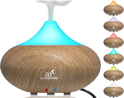 ArtNaturals Essential Oil Diffuser and Humidifier – Electric Cool Mist Aromatherapy Aroma Diffuser – Therapeutic Spa Fragrance For The Whole House – Auto Shut-off & 7 Color LED Lights Changing