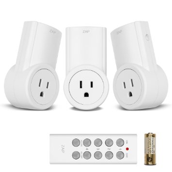 Etekcity Smart Wireless Electrical Outlet On/Off Switch Remote Control Learning Code 3Rx-1Tx, White