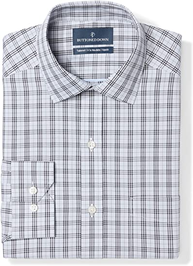 Buttoned Down Men's Tailored Fit Spread Collar Pattern Dress Shirt