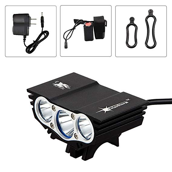 hkbayi NEW SolarStorm X3 3 Modes 5000Lumen 3xCree U2 XM-L LED Bicycle Bike light Headlight Bicycle Camping Headlight   Rechargeable Battery Pack Charger