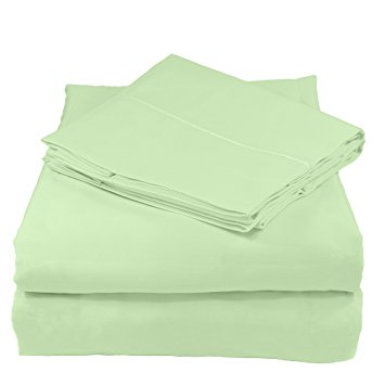 Whisper Organics 300 Thread Count Soft Cotton Queen Bed Sheet Set (GOTS Certified), Pistachio Green