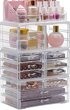 Sorbus Cosmetic Makeup and Jewelry Storage Case Display Organizer - Spacious Design - Great for Bathroom, Dresser, Vanity and Countertop (X Large - Style 2)