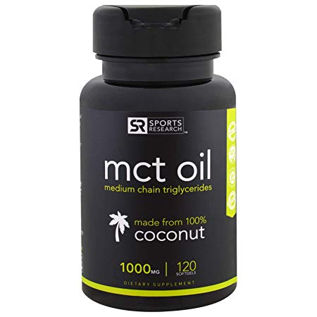 Sports Research Mct Oil (Medium Chain Triglycerides) Made from Non-GMO Coconuts - 120 Softgels
