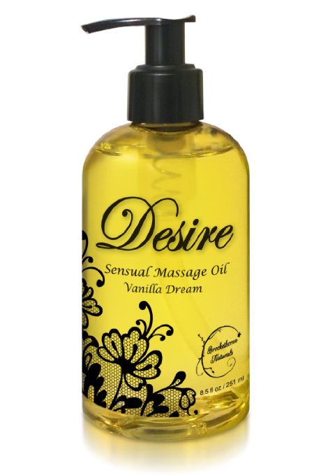 Desire Sensual Massage Oil - Best Massage Oil for Couples Massage - Perfect Gift for Her - All Natural - Contains Sweet Almond, Grapeseed & Jojoba Oil for Smooth Skin 8.5oz