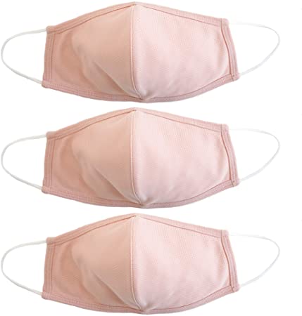 EnerPlex Youth/Adult 3-Ply Face Mask Medium, Comfortable and Breathable Non-Surgical Safety Mask, Machine Washable, Reusable Masks (3-Pack) - Rose Gold