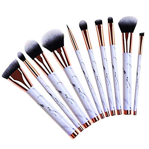 Make Up Brushes 10 Pieces, Nevsetpo Makeup Brush Set with Marble Pattern Kabuki Foundation Blending Concealer Eye Face Liquid Powder Cream Brushes Sets
