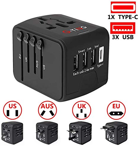 International Power Adapter, European Adapter, G-TING Universal Travel Charger Adapter Plug for UK/EU/US/AU About 150 Countries, Worldwide Wall Charger AC Socket (Black)