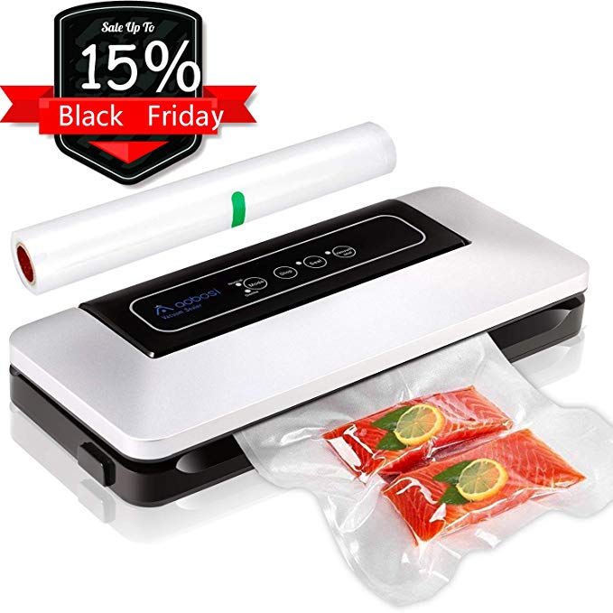 Aobosi Vacuum Sealer Automatic Food Savers Vacuum Machine with BPA Free Bag Roll for Food Save and Sous Vide Cooking,Super Low Noise,Normal& Gentle Vacuum Modes,Multi-use Vacuum Packing Machine