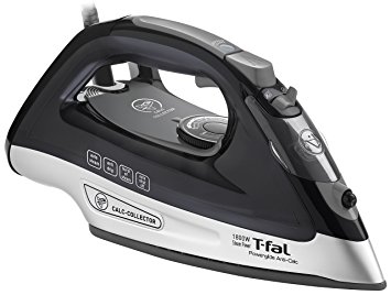 T-fal FV2640U0 Powerglide Anticalc Non-Stick and Scratch Resistant Durilium Ceramic Soleplate Steam Iron with Anti-Drip and Auto-off System, 1800-Watt, Black