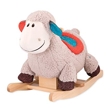 B. toys by Battat – Loopsy Wooden Rocking Sheep – Rodeo Rocker – Bpa Free Plush Ride On Sheep Rocking Horse for Toddlers & Babies 18M , Multicolor