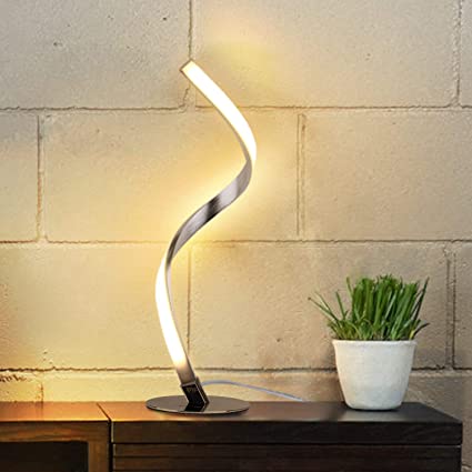 Albrillo Spiral Design LED Table Lamp - Touch Sensor Dimmable Desk Lamp, 3 Colors Bedside Lamps of Stainless Steel, 1.5m Cable, 9W 450LM Nightstand Lamps, for Bedroom, Office, Living Room