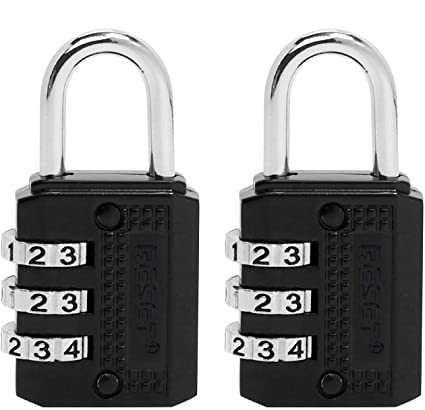 RST-071 3 Digit Small Combination Lock Tiny Padlock for Mini Box Luggage Suitcase Backpack 2 Pack Black