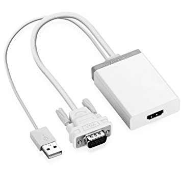 VGA to HDMI, Ugreen VGA to HDMI Scaler Adapter Converter with Audio Support 1080P for Connecting PC, Laptop, Notebook to HDTV, Displays, Monitor White