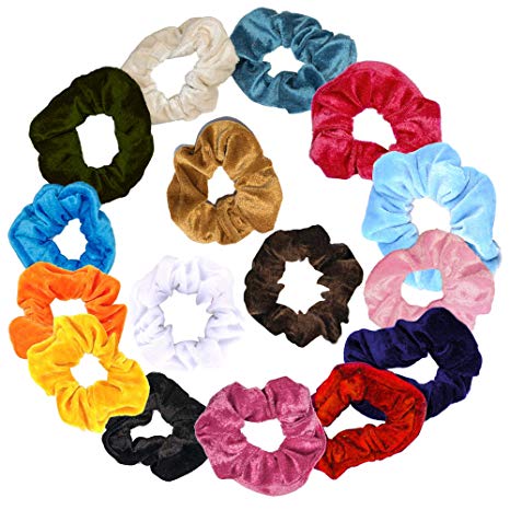 Hair Scrunchies Cotton Velvet Scrunchie Floral Print Elastic Hair Ties for Women and Girls