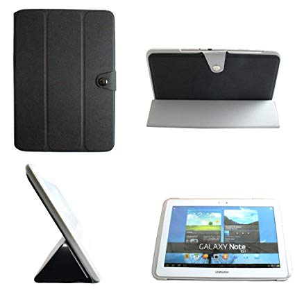 Aquarius® Book Style Button Clip Case with Foldable Stand for Samsung Galaxy Note 10.1 N8000 /N8010 Tablet (Black)