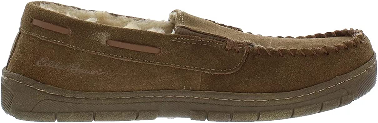 Eddie Bauer Men's Faux Shearling-Lined Moccasin Slipper | Men's Suede Slipper