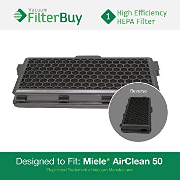 Miele Active AirClean 50 HEPA Filter, Part # AAC50 & SF-AA50. Designed by FilterBuy to fit Miele S4 and S5 Series Canister Vacuum Cleaners