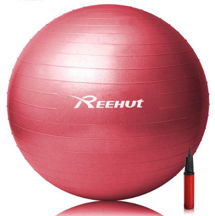 Reehut Exercise Ball - Anti-Burst Gym Ball for Yoga, Pilates & Physical Therapy - Slip-Resistant Stability Balls for Safe, Comfortable In-Home Fitness - Air Pump Included - Eco-Friendly