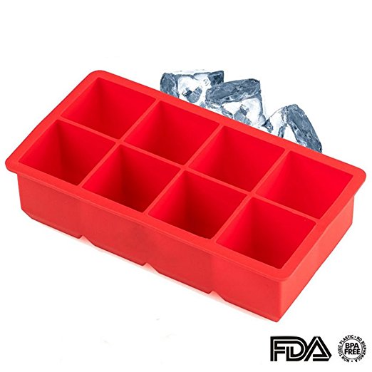 Ticent Silicone Ice Cube Maker Trays, Pack of 2 (Red)