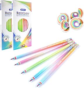 ECOTREE Pencils #2 Rainbow Pencils For Kids Fun Pencils Cute Pencils Unicorn Pencils Pre-sharpened Pencils Back to School Pencils for School Supplies 24 Pack