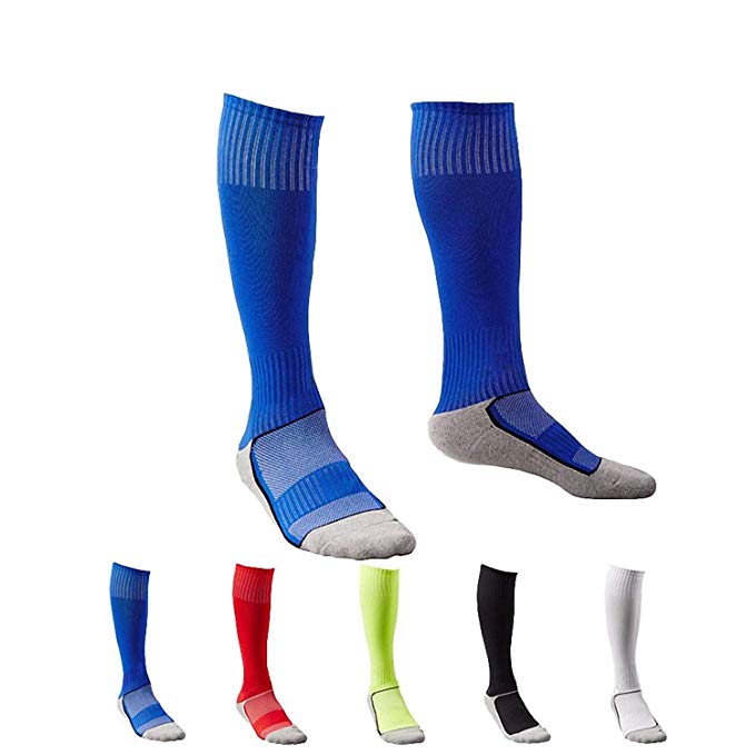 5 Pair Long Athletic Football/Soccer Socks, Sport Tube Socks, Over the Knee High Cotton Socks,Over Calf Socks