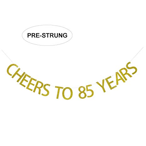 Gold Glitter Cheers to 85 Years Banner - 85th Birthday Party Decorations Celebration Ideas - NO ASSEMBLY REQUIRED