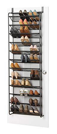 Whitmor 36 Pair Over The Door Shoe Rack, Gun Metal Gray