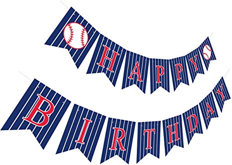 Baseball Happy Birthday Banner | Pre-Strung Bday Sign Party Decoration