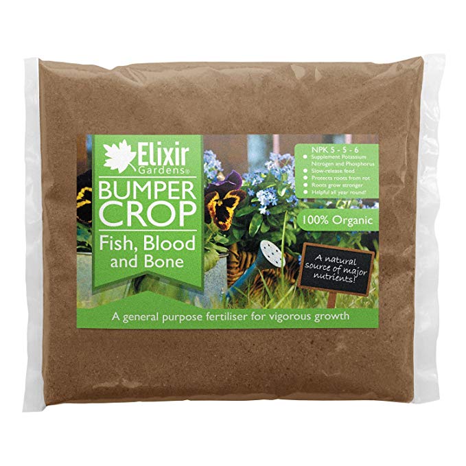 Bumper Crop Blood Fish Bone Fertiliser | 25kg, Polythene Bag by Elixir Gardens ®